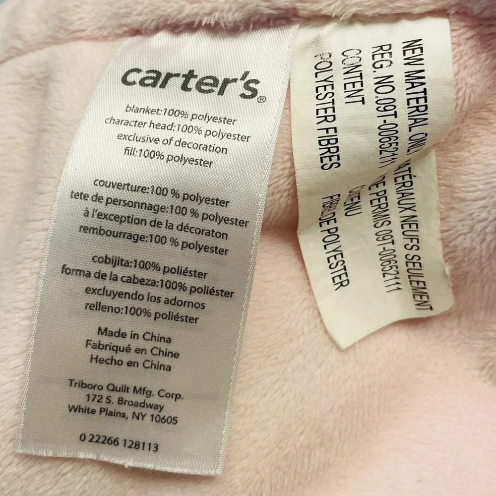 Carters White Bunny Butterfly Pink Lovey 13x13 Security Blanket Baby Toy